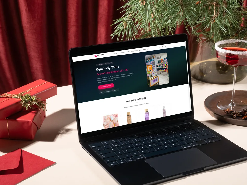Imported storefront, shown on a laptop